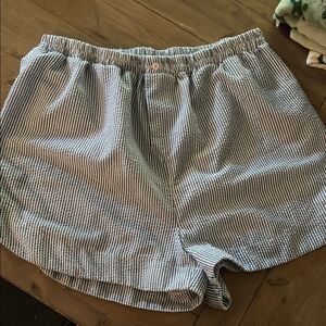 Free People Cloud Nine Boxer blue and White Bermuda Short with Elastic Waistband